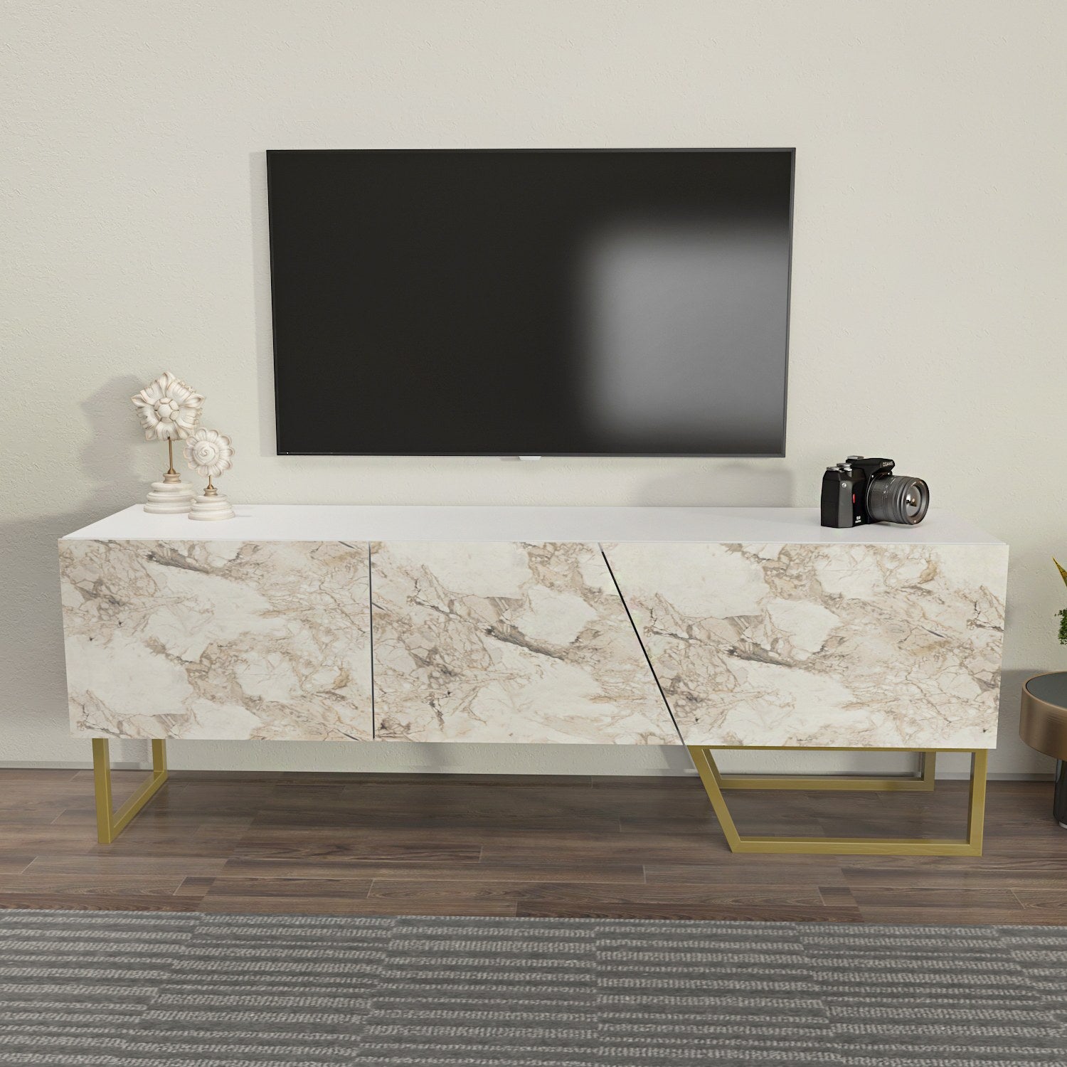 Mesa TV Branca 150cm - Melamina Resistente com Design Moderno para Sala de Estar