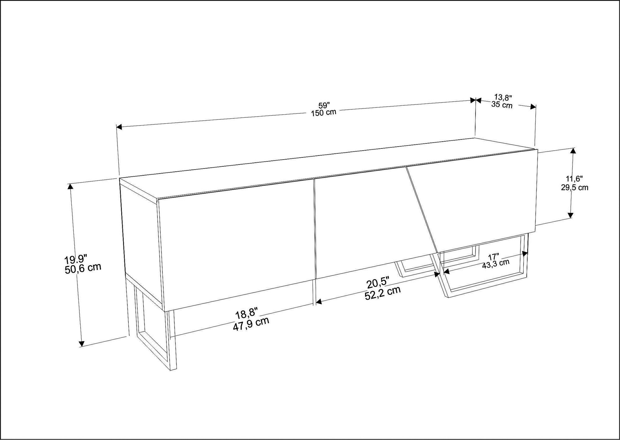 Mesa TV Branca 150cm - Melamina Resistente com Design Moderno para Sala de Estar