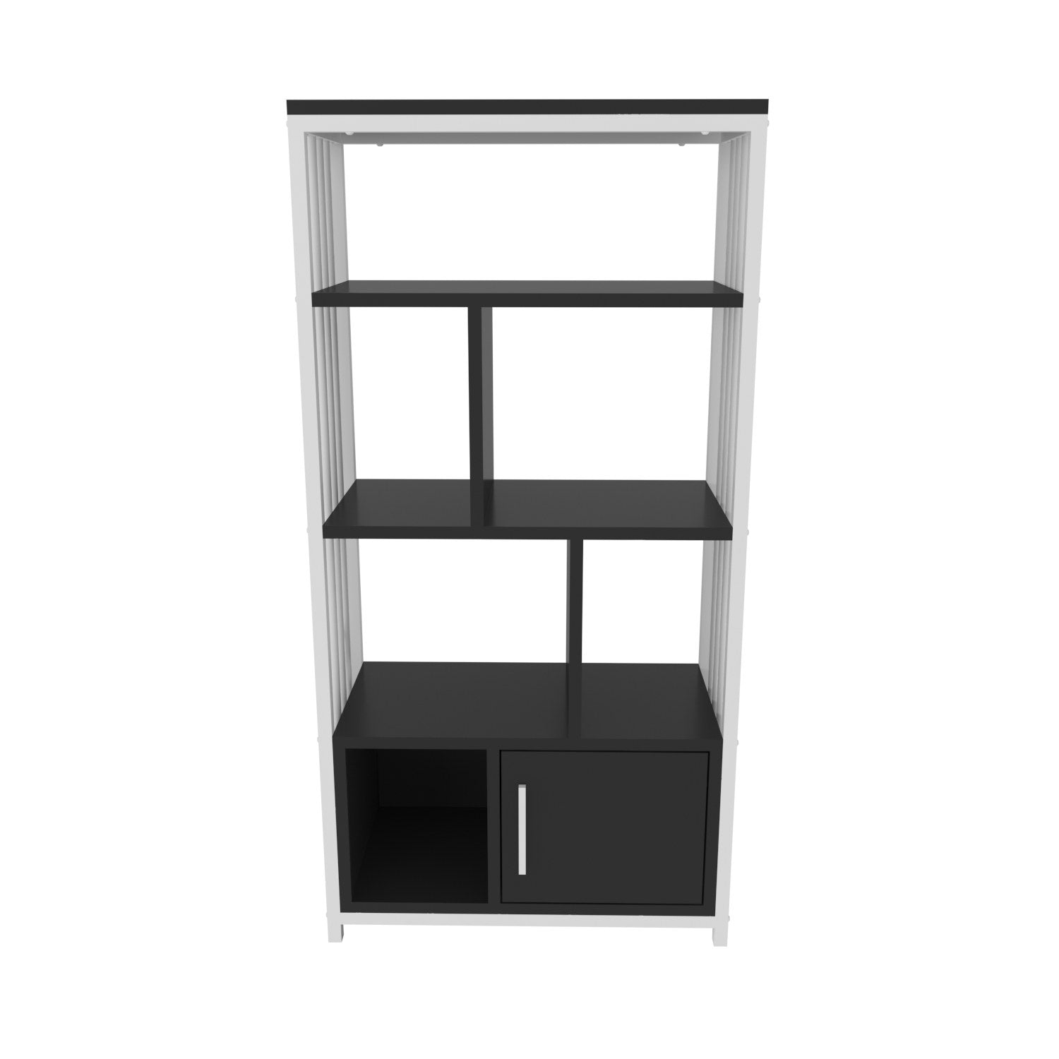 Estante elegante, branca e antracite, 60 x 120 x 29,6 cm | Painel de partículas 100% revestido de melamina, 18 mm de espessura | Perfeito para decoração moderna de casa e escritório