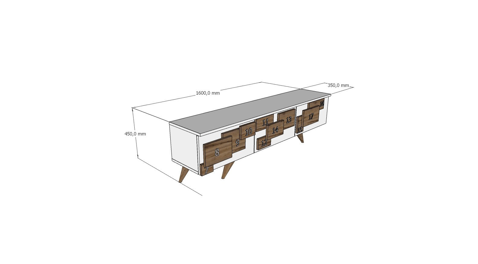 Suporte de TV elegante, antracite e nogueira, 160 x 45 x 35 cm | Painel de partículas 100% revestido de melamina, 18 mm de espessura | Design moderno para salas de estar e espaços de entretenimento