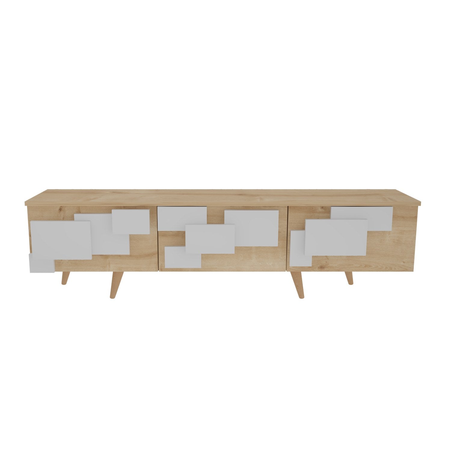 Suporte de TV elegante, carvalho e branco, 160 x 45 x 35 cm | Painel de partículas 100% revestido de melamina, 18 mm de espessura | Design moderno para salas de estar e espaços de entretenimento
