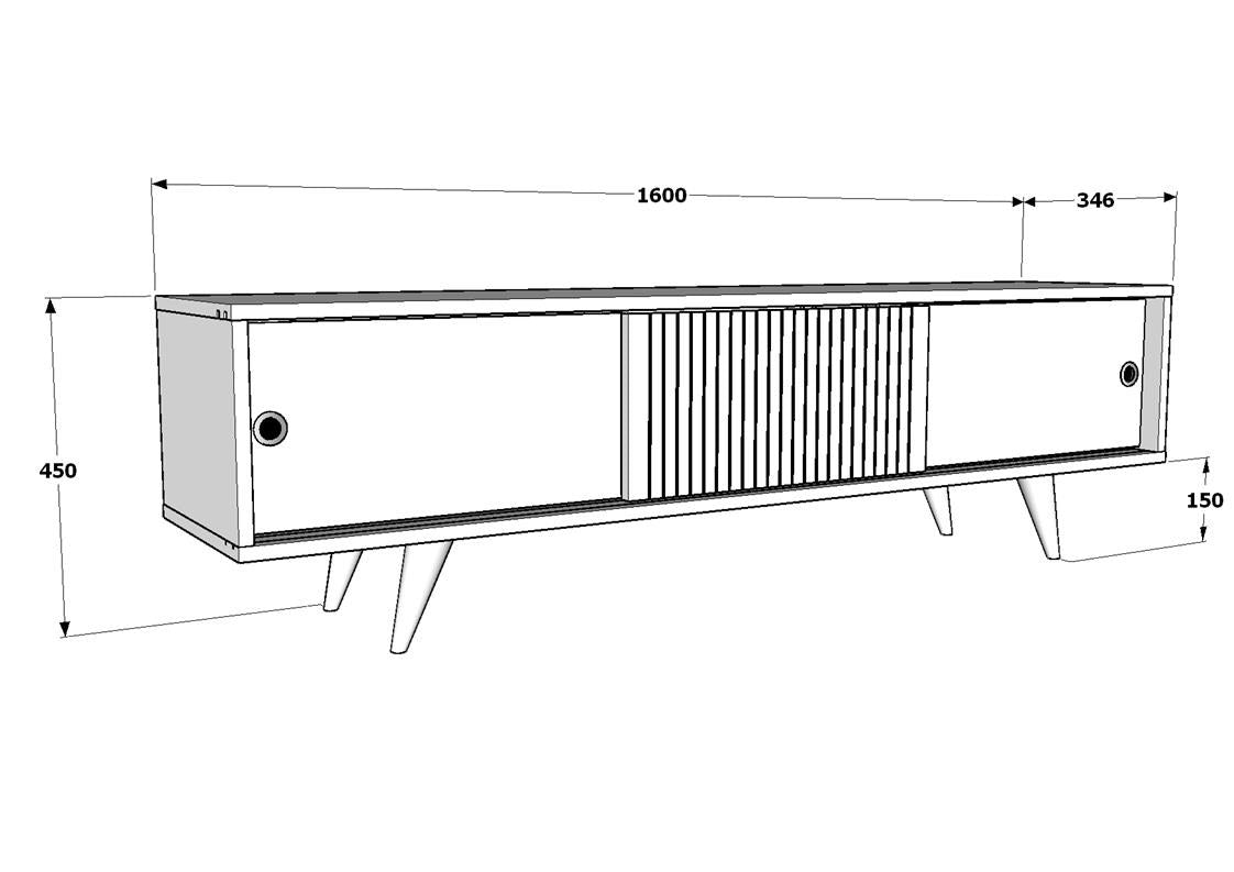 Suporte de TV elegante, antracite e carvalho, 160 x 45 x 34,5 cm | Painel de partículas 100% revestido de melamina, 18 mm de espessura | Design moderno para salas de estar e espaços de entretenimento