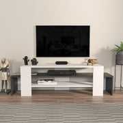 Suporte de TV elegante, 150 cm de largura, branco e antracite | Painel de partículas 100% revestido de melamina, 18 mm de espessura | Design moderno para salas de estar e espaços de entretenimento