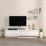 Suporte de TV moderno branco, 180 cm, 54 cm de altura, 36,8 cm de profundidade | Painel de partículas 100% revestido em melamina, 18 mm de espessura | Elegante e funcional para salas de estar