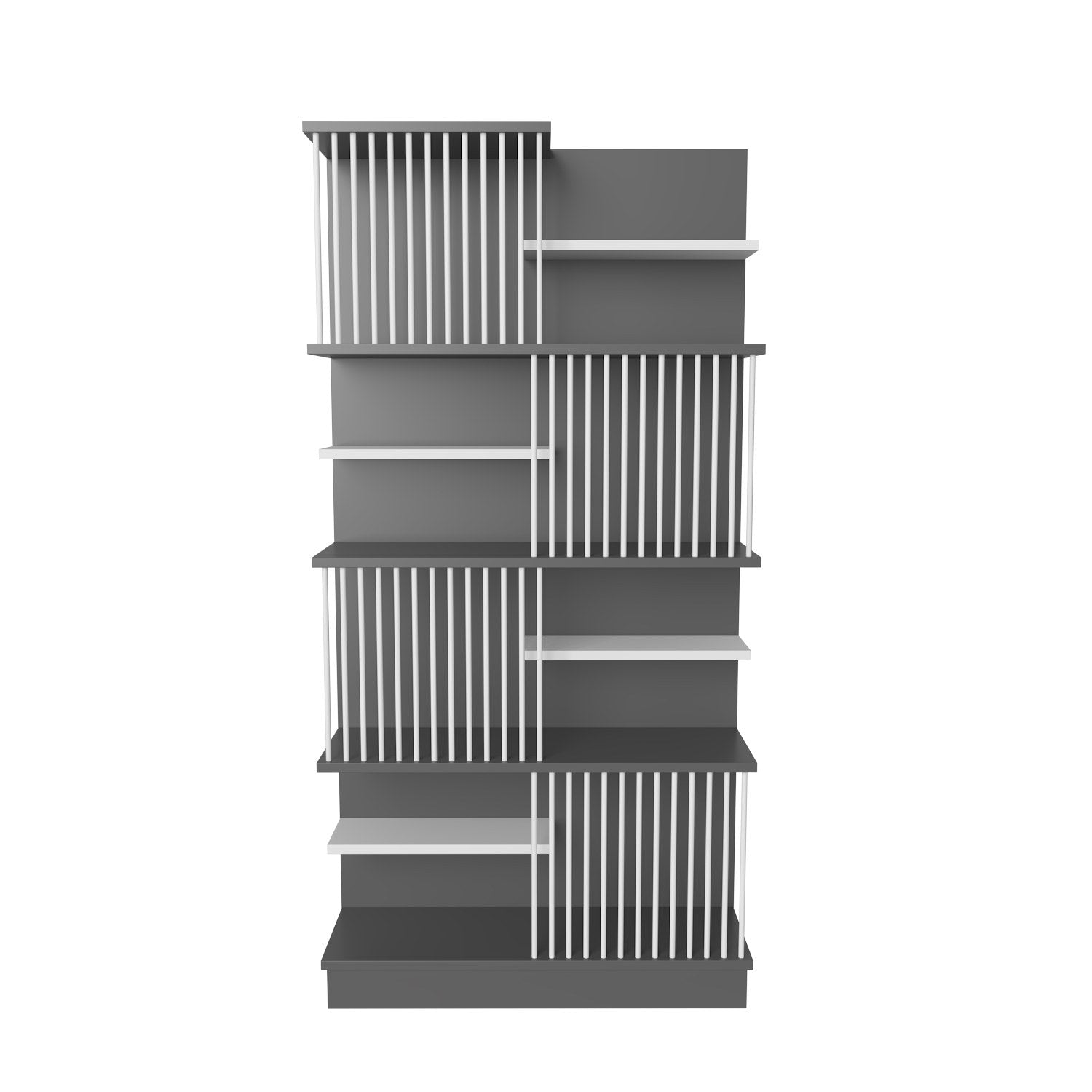 Estante elegante em antracite e branco, 80 cm x 160 cm x 24,6 cm | Painel de partículas 100% revestido em melamina, 18 mm de espessura | Perfeito para casa e escritório modernos