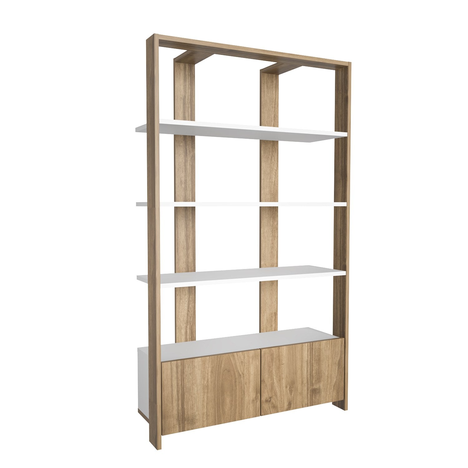 Estante Elegante, Branca e Nogueira, 93,6 x 31,5 x 160 cm | Painel de Partículas 100% Revestido com Melamina, 18 mm de Espessura | Armazenamento Elegante para Casas Modernas