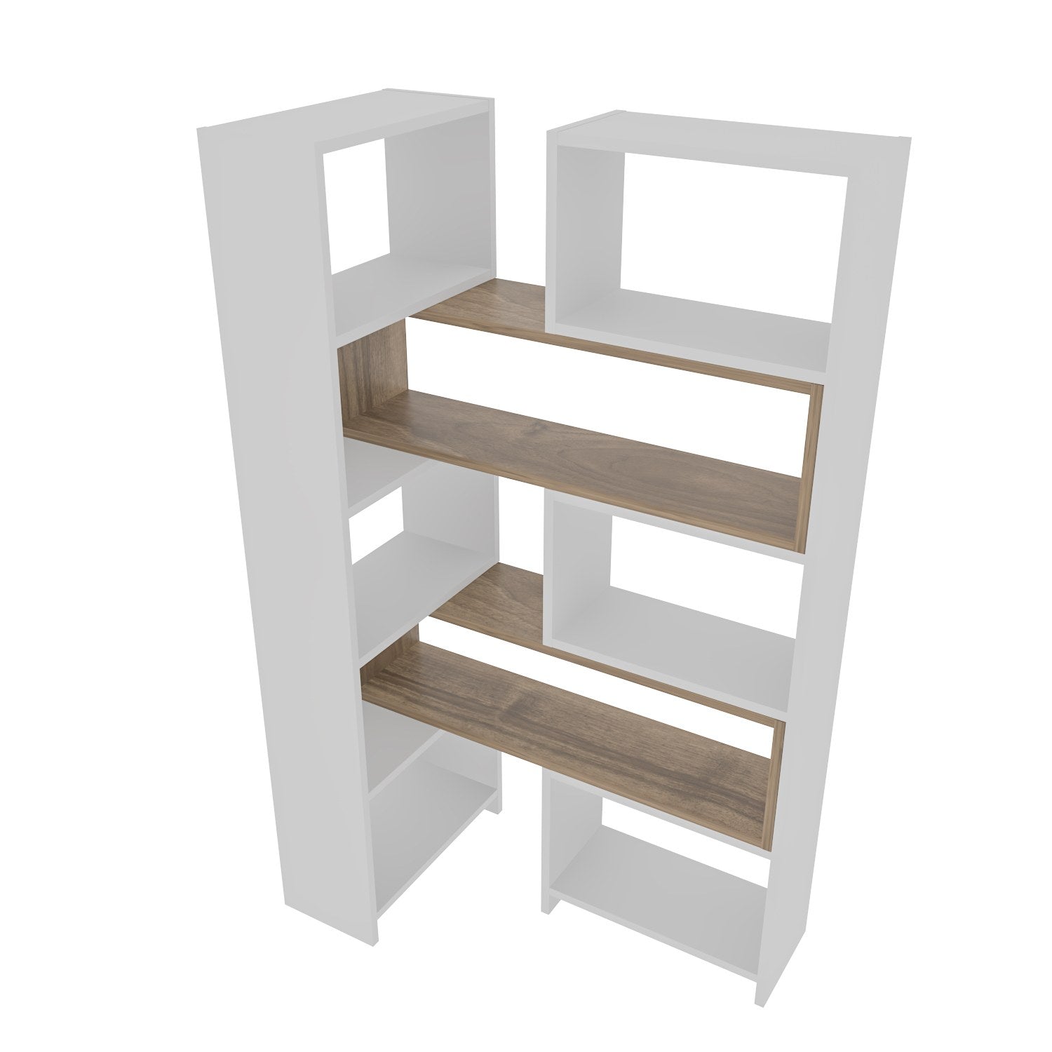 Estante – 163,5 x 150 x 22 cm – Branco e Nogueira – Painéis de Partículas