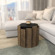 Mesa de Centro Elegante, Antracite e Nogueira, 44,5 x 41 x 44,5 cm | Painel de Partículas 100% Revestido com Melamina, 18 mm de Espessura | Design Moderno para Sala de Estar