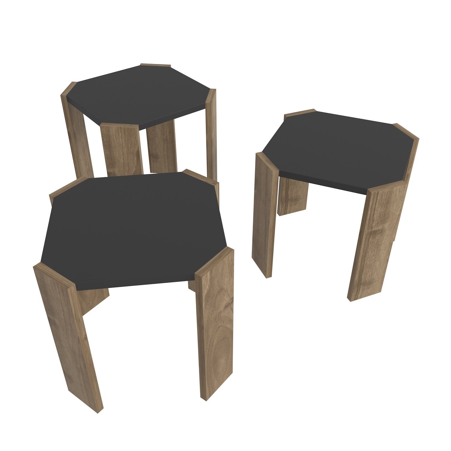 Mesa de Centro Elegante, Antracite e Nogueira, 44,5 x 41 x 44,5 cm | Painel de Partículas 100% Revestido com Melamina, 18 mm de Espessura | Design Moderno para Sala de Estar