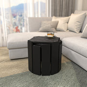Mesa de Centro Elegante, Preta e Mármore, 44,5 x 41 x 44,5 cm | Painel de Partículas 100% Revestido em Melamina, 18 mm de Espessura | Design Moderno para Sala de Estar e Escritório