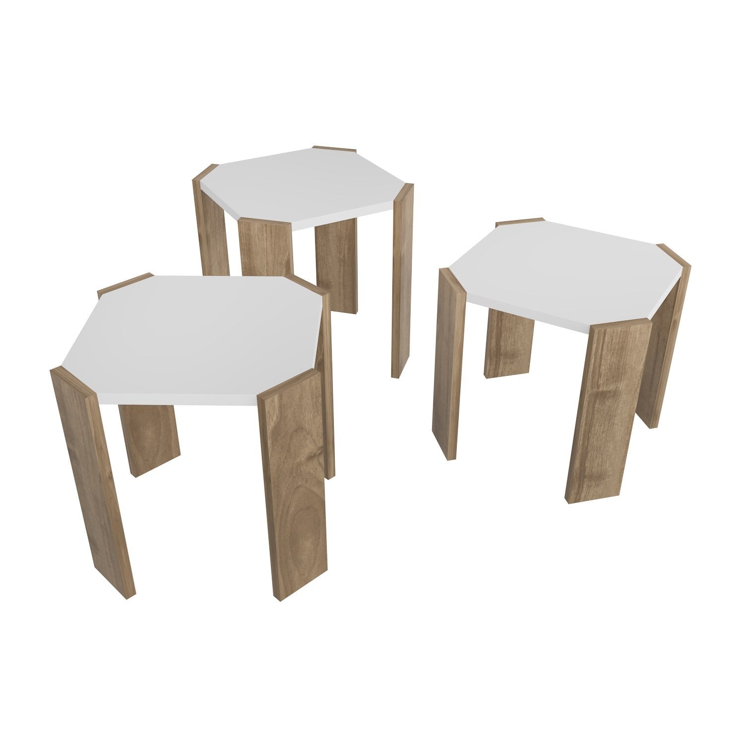 Mesa de Centro Elegante, Branca e Nogueira, 44,5 x 41 x 44,5 cm | Painel de Partículas 100% Revestido em Melamina, 18 mm de Espessura | Perfeita para Salas de Estar e Espaços Modernos