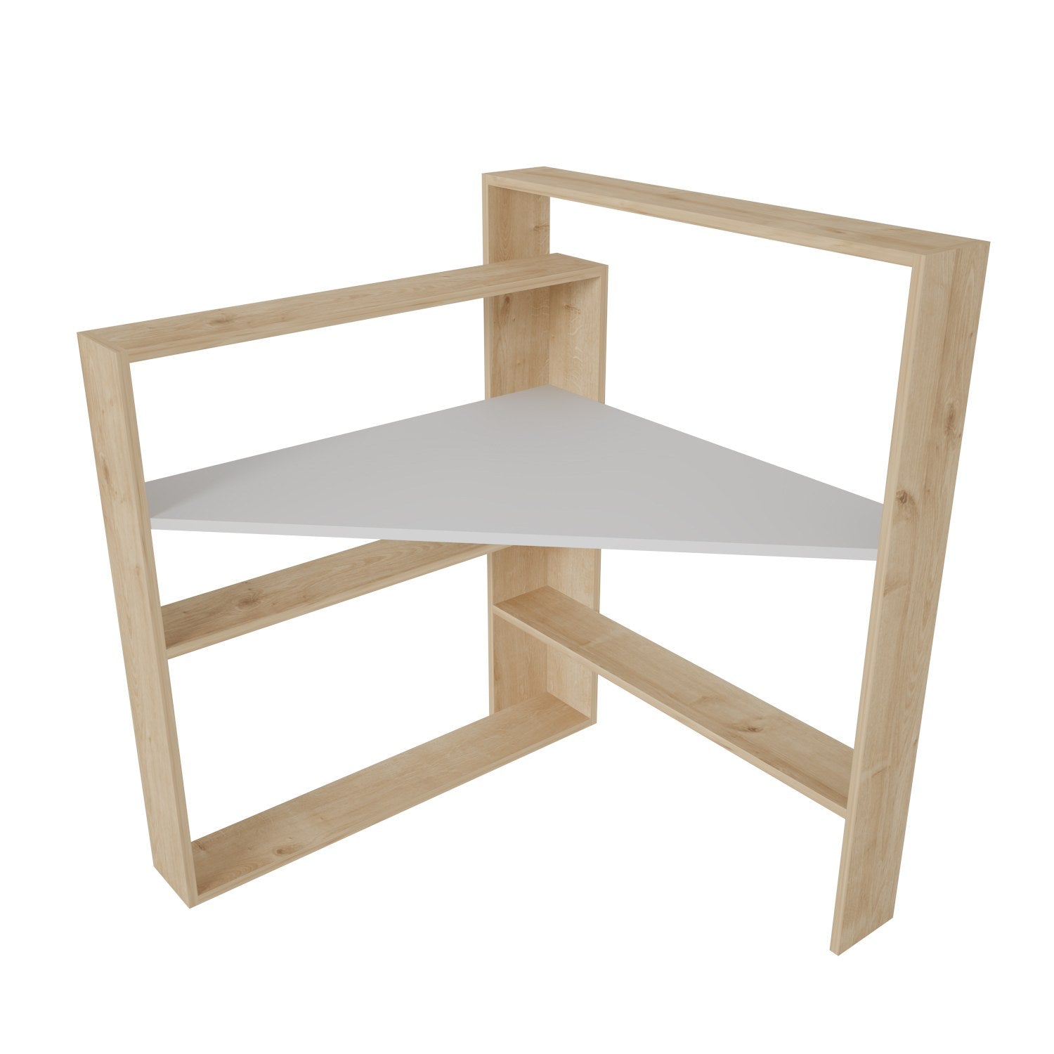 Secretária de Estudo/Escritório Moderna, Carvalho e Branco, 93,6 cm de Largura x 114 cm de Altura | Painel de Partículas 100% Revestido em Melamina, 18 mm de Espessura | Elegante e Funcional para Escritório em Casa
