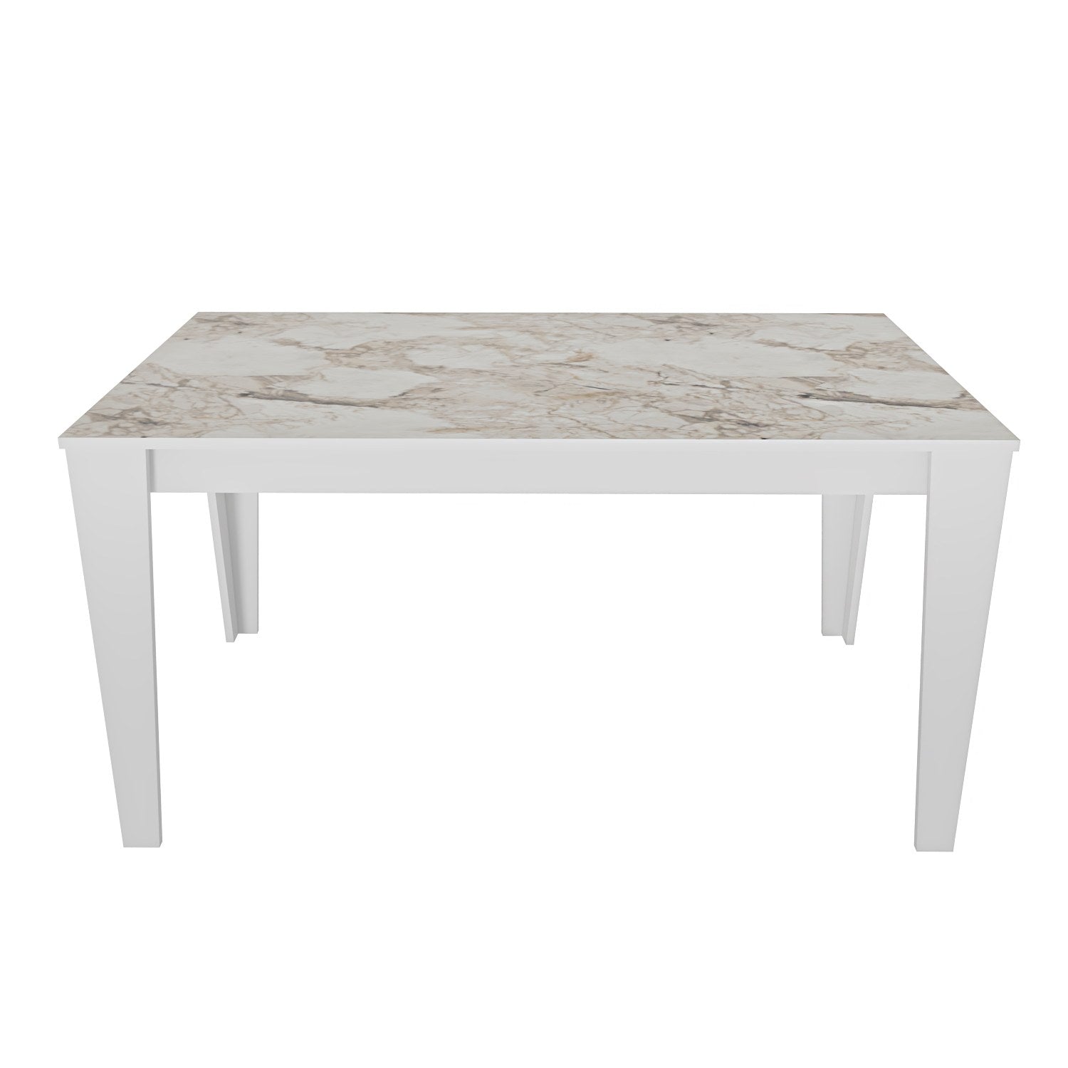 Mesa de Jantar Branca Elegante, 145 x 85 x 75 cm | Painel de Partículas 100% Revestido em Melamina, 18 mm de Espessura | Perfeita para Salas de Jantar e Reuniões Modernas