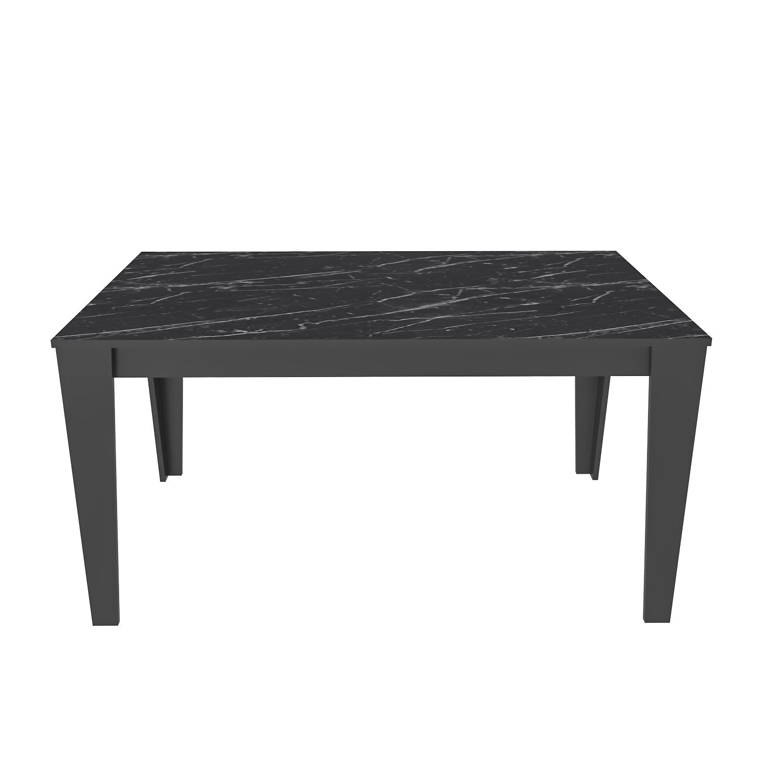 Mesa de Jantar Elegante, Preta e Mármore, 145 x 85 x 75 cm | Painel de Partículas 100% Revestido em Melamina, 18 mm de Espessura | Perfeita para Salas de Jantar Modernas