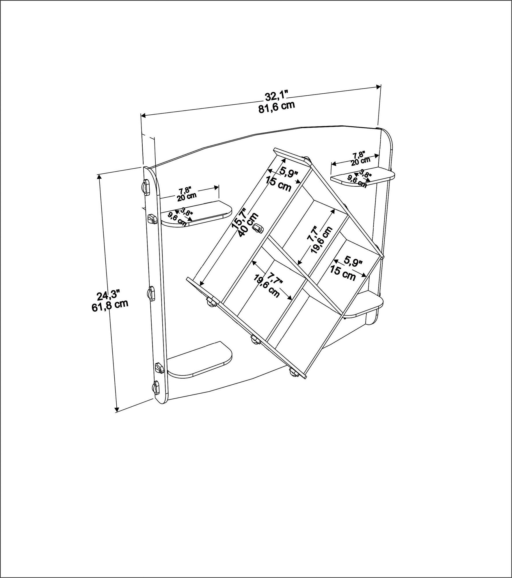 Prateleira de parede elegante em carvalho, 81,6 x 61,8 x 15 cm | Painel de partículas 100% revestido em melamina, 8 mm de espessura | Perfeito para decoração e organização de casa moderna