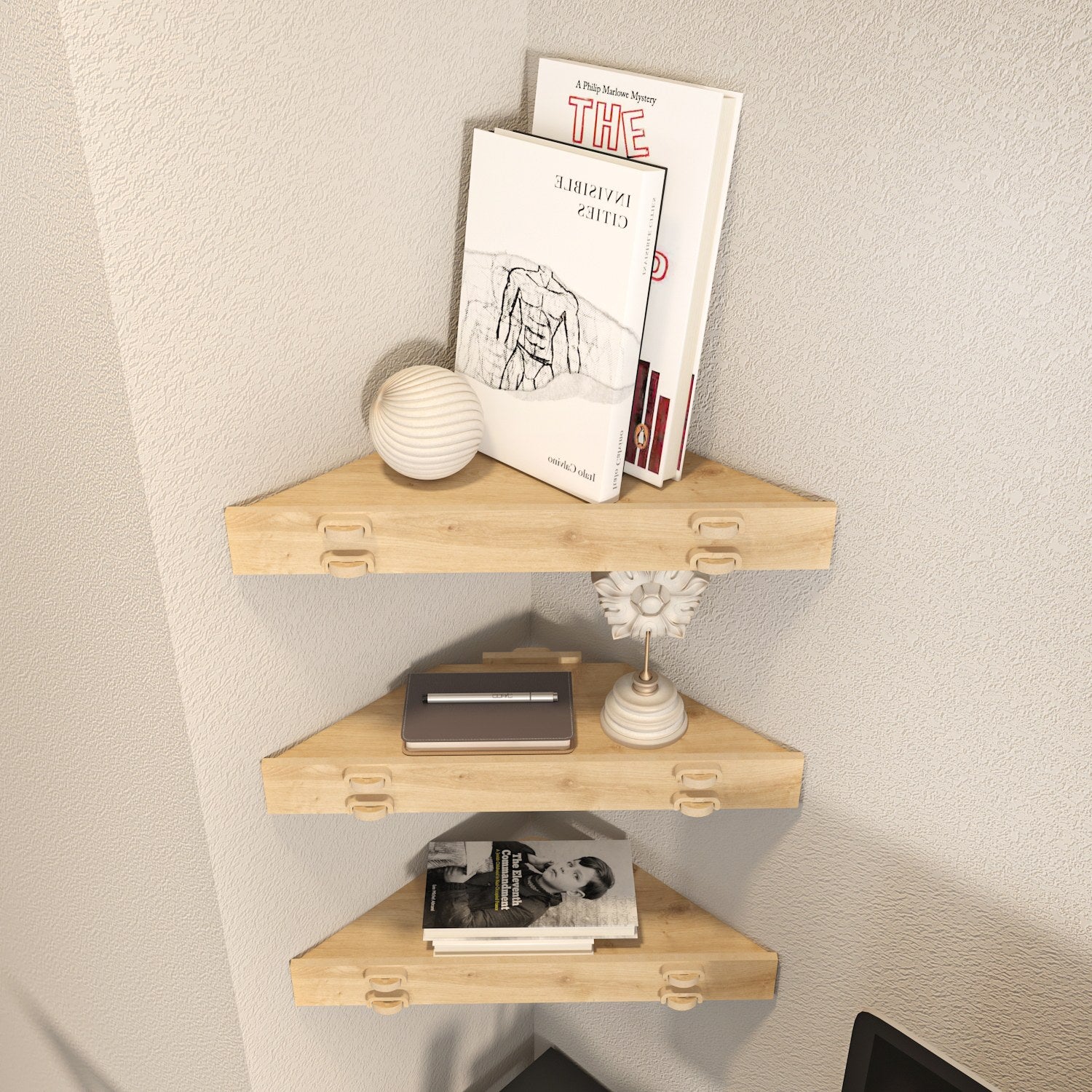 Prateleira de parede elegante em carvalho, 39,4 x 5 x 14,5 cm | Painel de partículas 100% revestido em melamina, 8 mm de espessura | Perfeito para decoração moderna e soluções de armazenamento