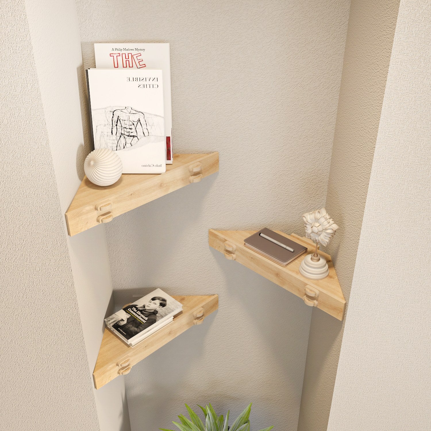 Prateleira de parede elegante em carvalho, 39,4 x 5 x 14,5 cm | Painel de partículas 100% revestido em melamina, 8 mm de espessura | Perfeito para decoração moderna e soluções de armazenamento
