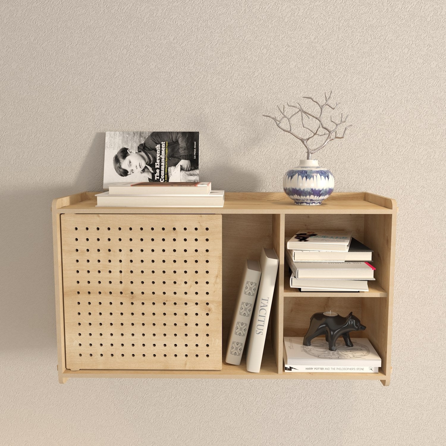 Prateleira de parede elegante em carvalho, 65 cm x 30 cm x 22 cm | Painel de partículas 100% revestido em melamina, 8 mm de espessura | Perfeito para decoração e organização da casa