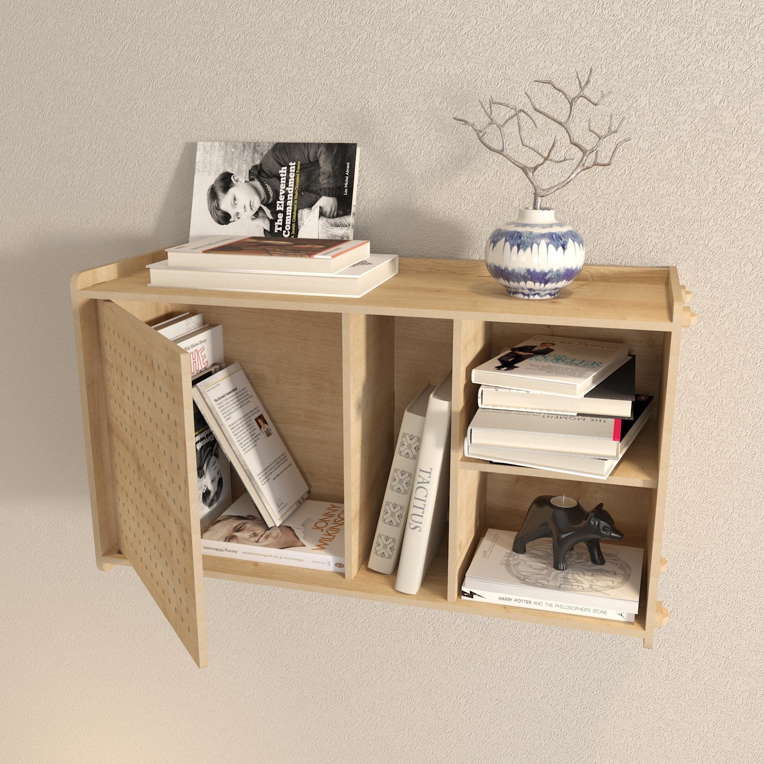 Prateleira de parede elegante em carvalho, 65 cm x 30 cm x 22 cm | Painel de partículas 100% revestido em melamina, 8 mm de espessura | Perfeito para decoração e organização da casa