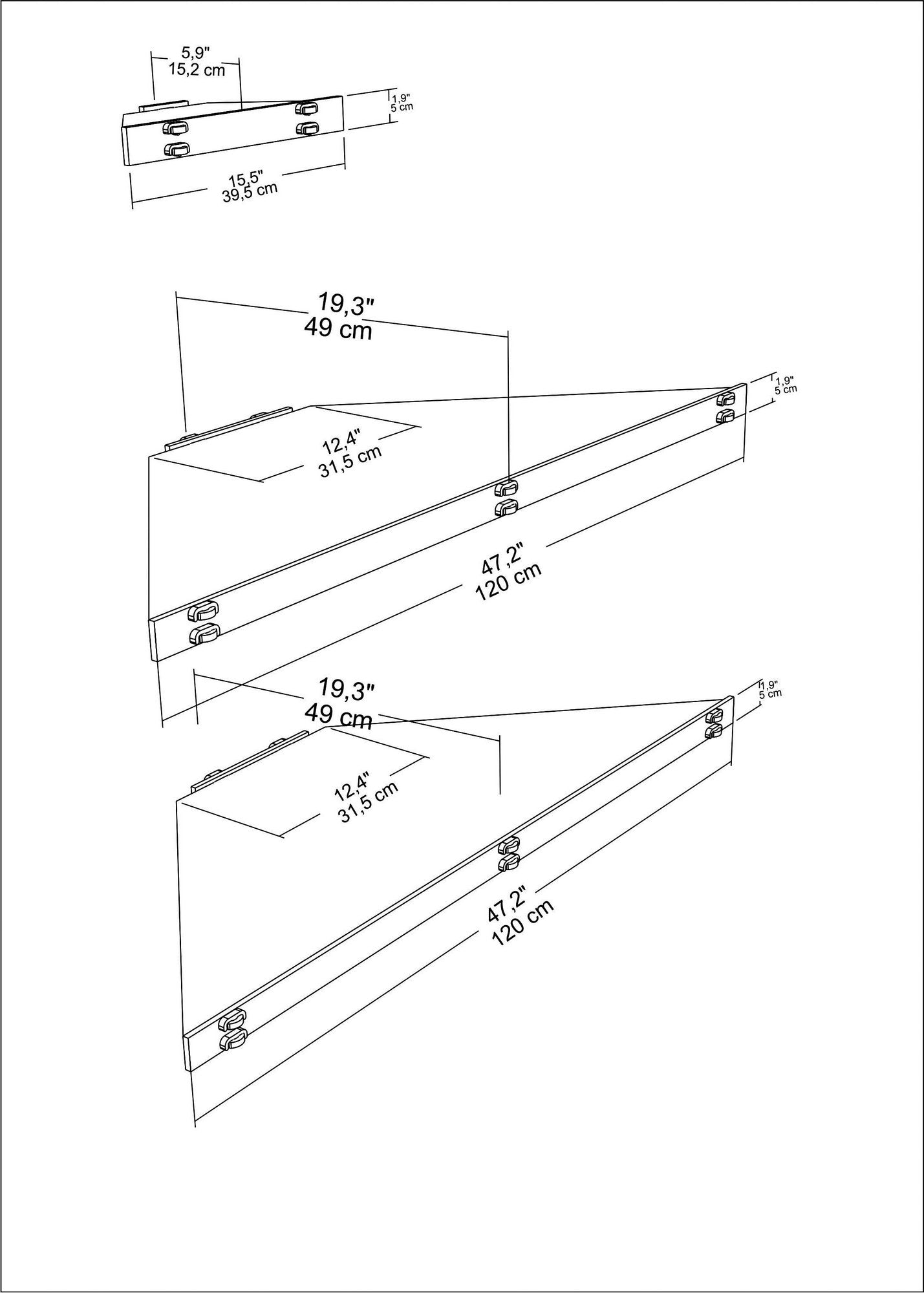 Suporte de TV elegante em carvalho, 120 cm x 49 cm x 5 cm | Painel de partículas 100% revestido em melamina, 8 mm de espessura | Perfeito para salas de estar e espaços de entretenimento modernos