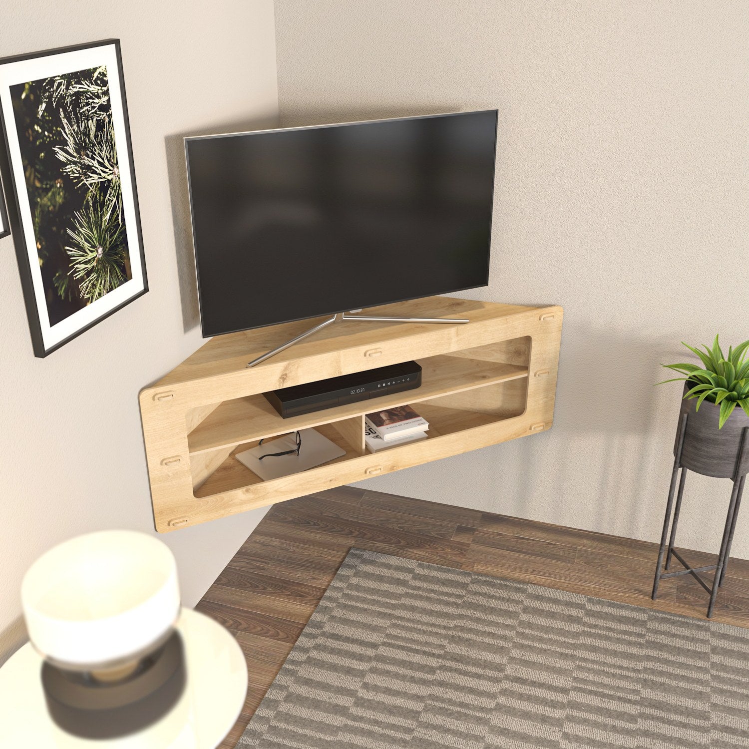 Suporte de TV elegante em carvalho, 120 cm x 40 cm x 45 cm | Painel de partículas 100% revestido em melamina, 8 mm de espessura | Perfeito para salas de estar e espaços de entretenimento modernos
