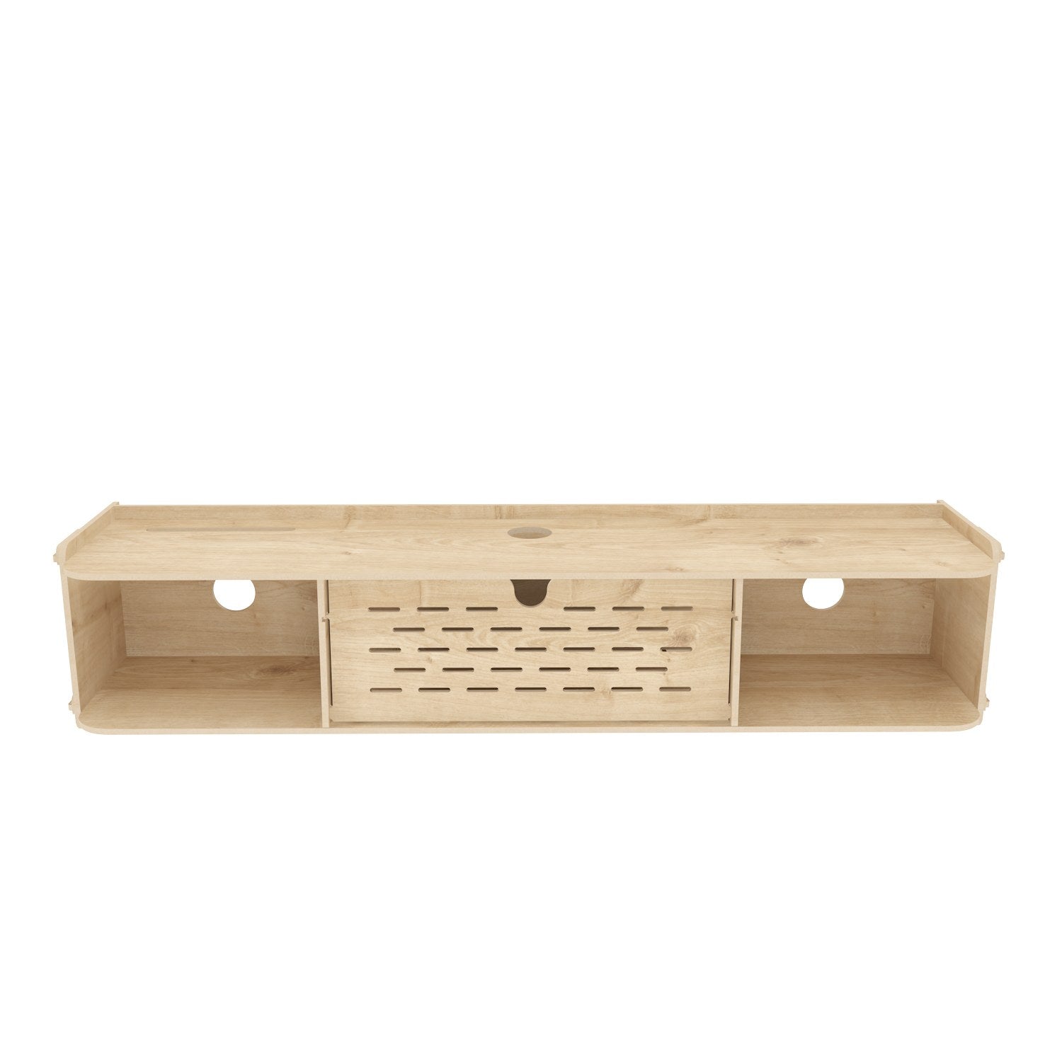 Suporte de TV elegante em carvalho, 116,5 cm de largura, 19,5 cm de altura, 24,5 cm de profundidade | Painel de partículas 100% revestido em melamina, 8 mm de espessura | Perfeito para salas de estar modernas