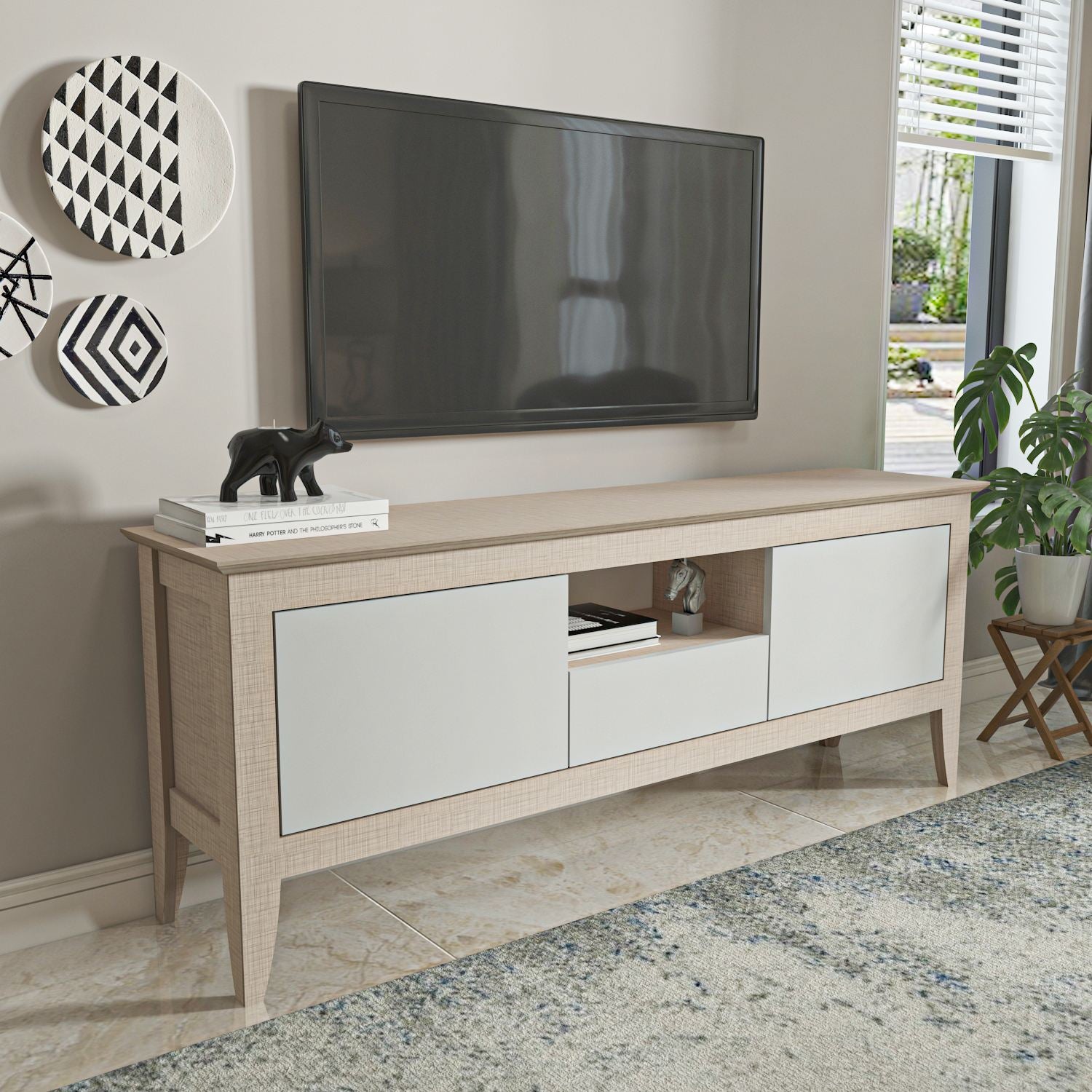 Móvel de TV-Verde-Bege
Branco