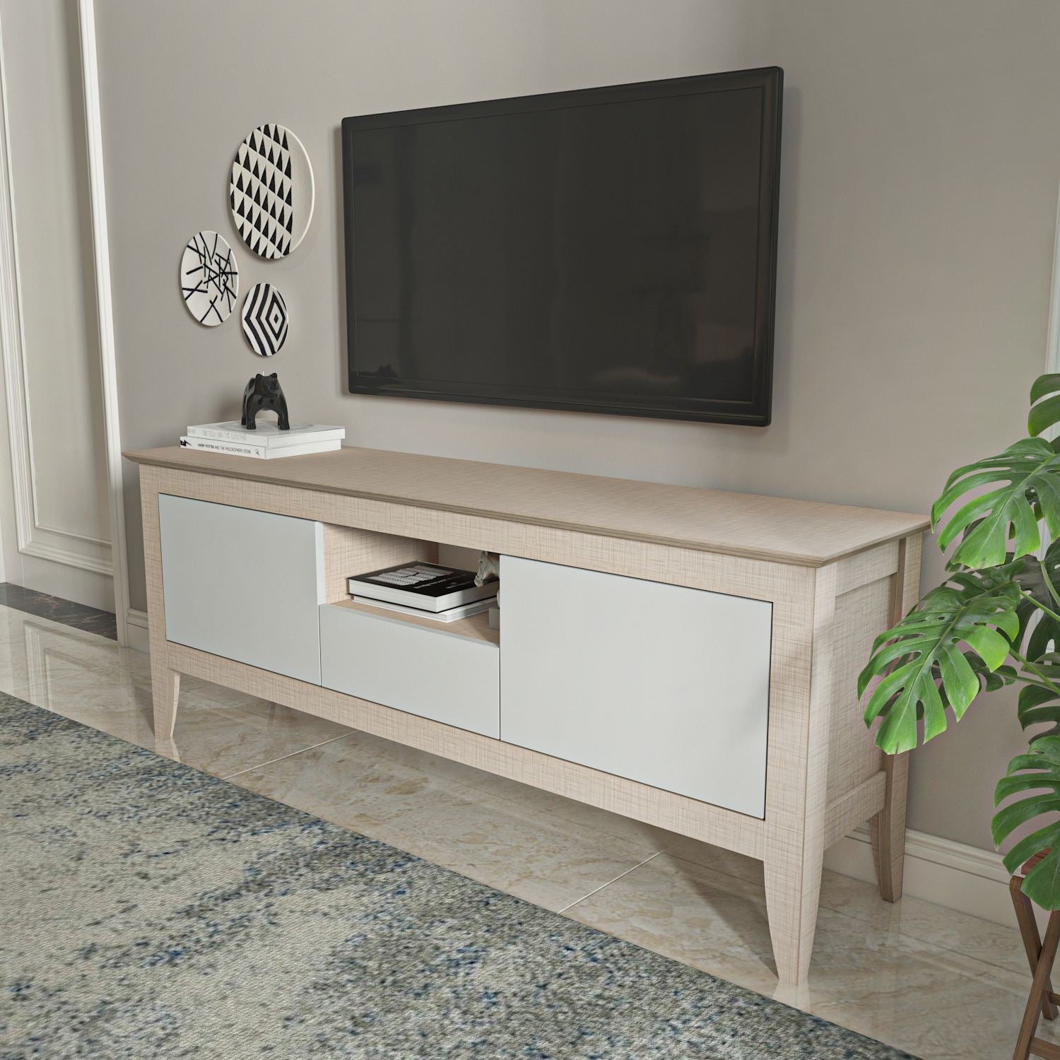 Móvel de TV-Verde-Bege
Branco