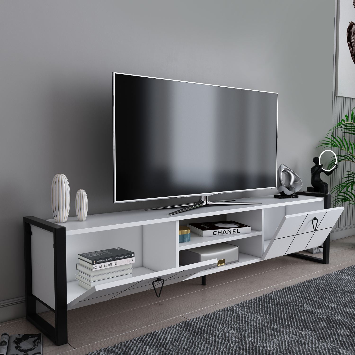 Móvel de TV-Mora-Branco
Preto