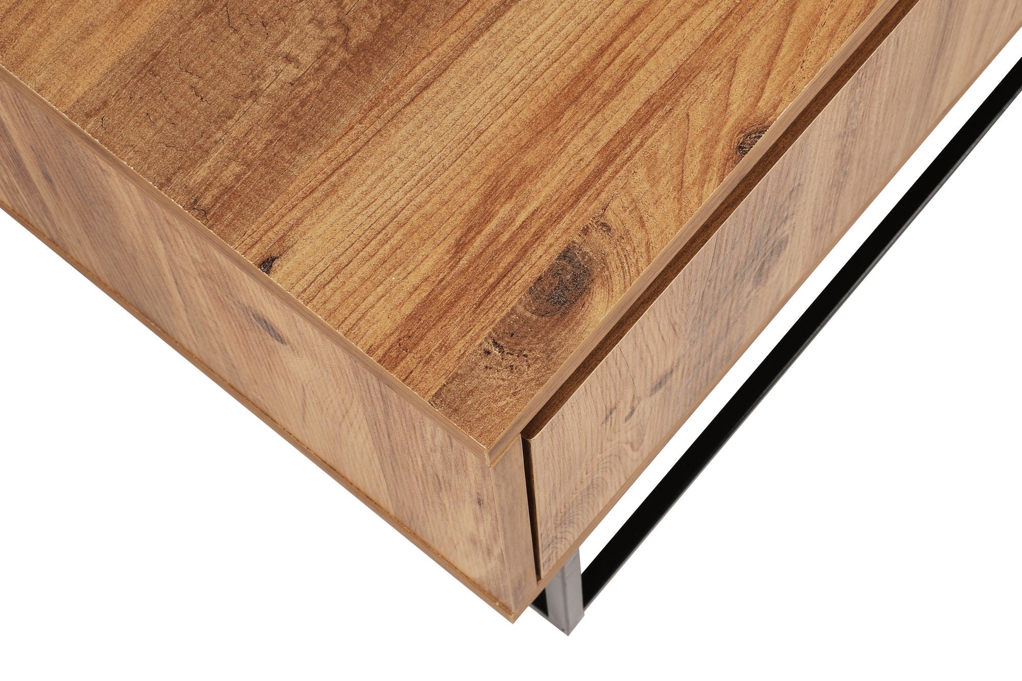 Suporte de TV moderno com 3 gavetas, nogueira e preto, 140 cm | Painel de partículas 100% revestido em melamina, pés de metal | Elegante e funcional para sala de estar