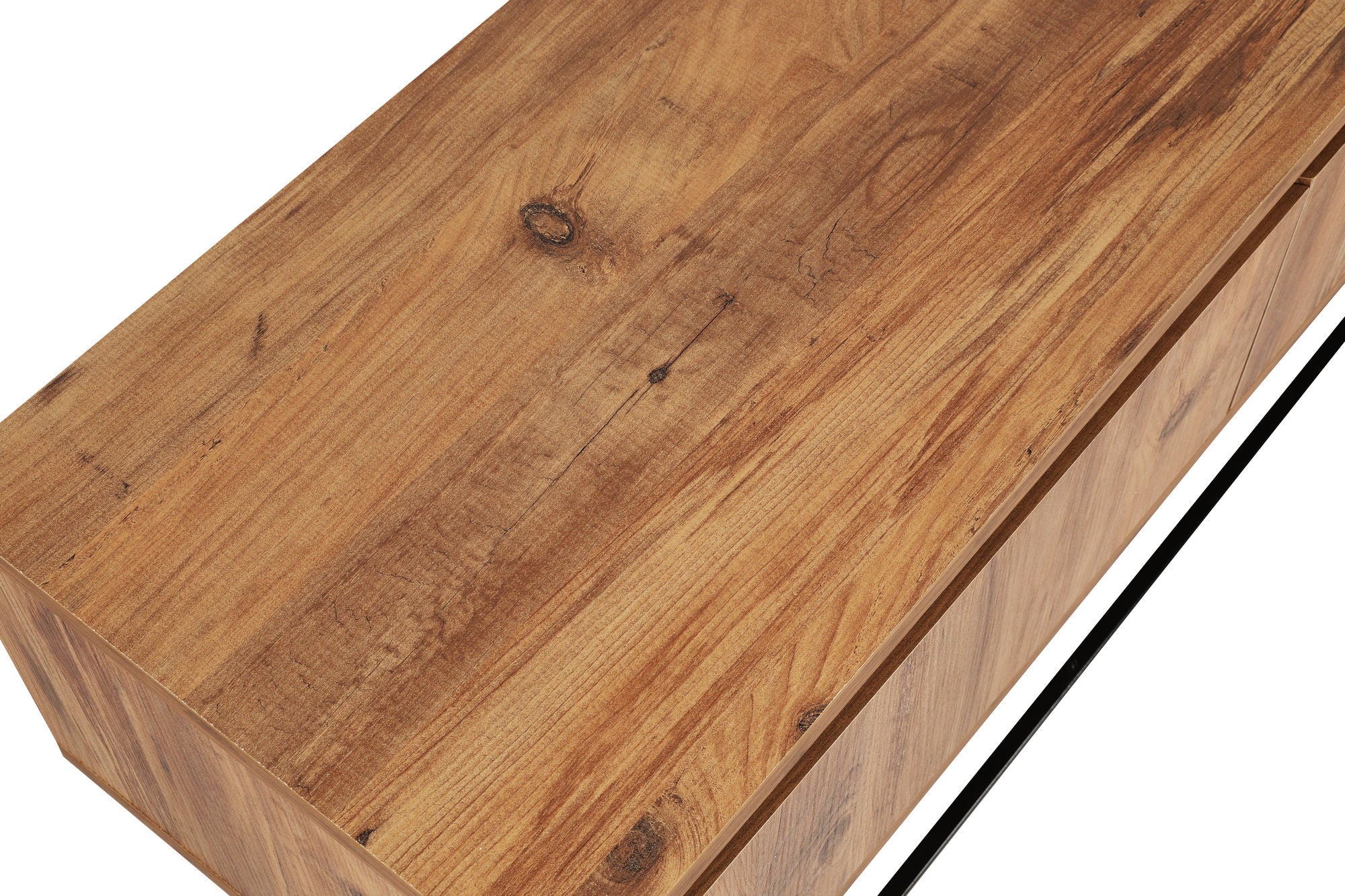 Suporte de TV moderno com 3 gavetas, nogueira e preto, 140 cm | Painel de partículas 100% revestido em melamina, pés de metal | Elegante e funcional para sala de estar