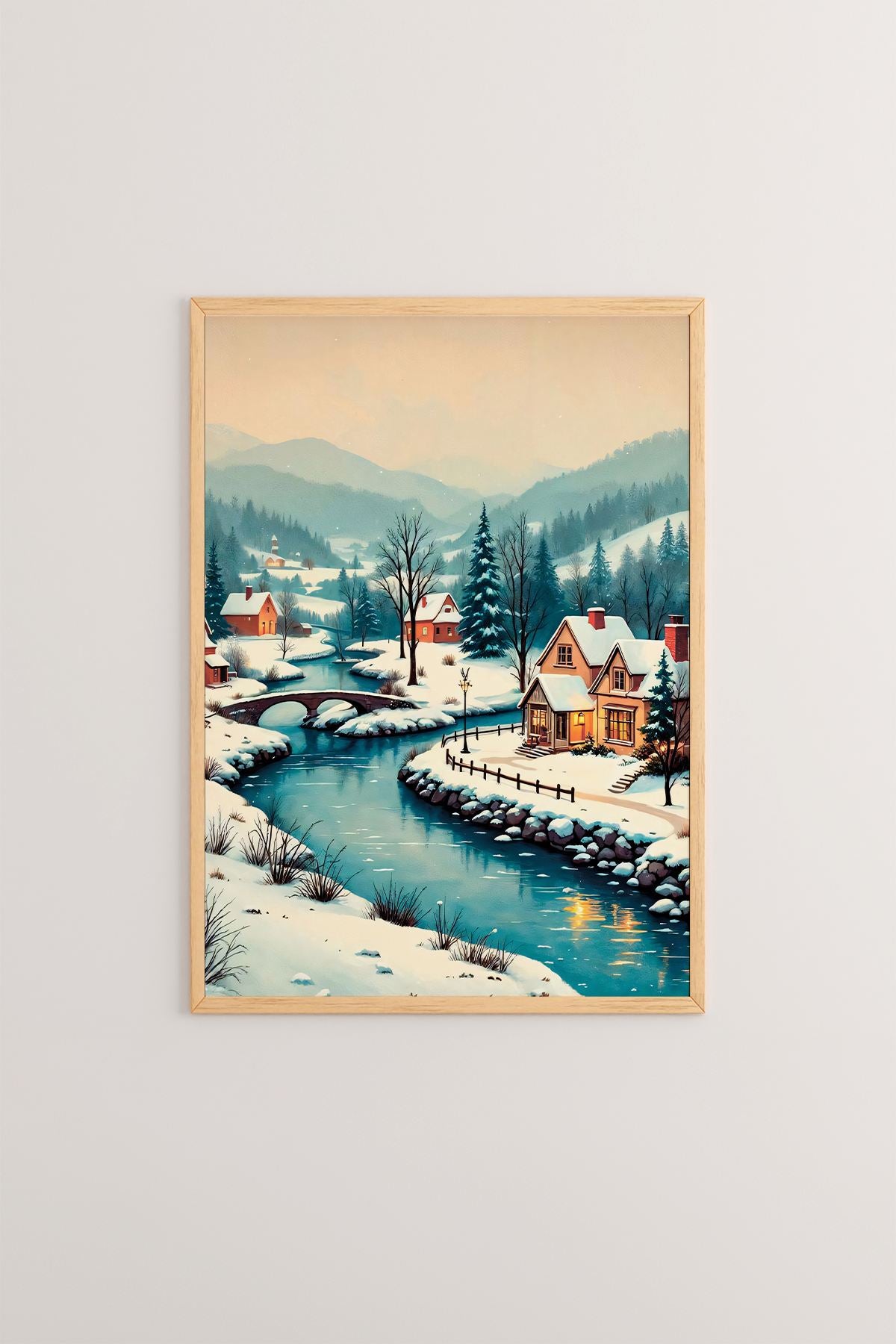 Quadro Decorativo Emoldurado Multicolor - Impressão Digital em Madeira Maciça 33x48cm