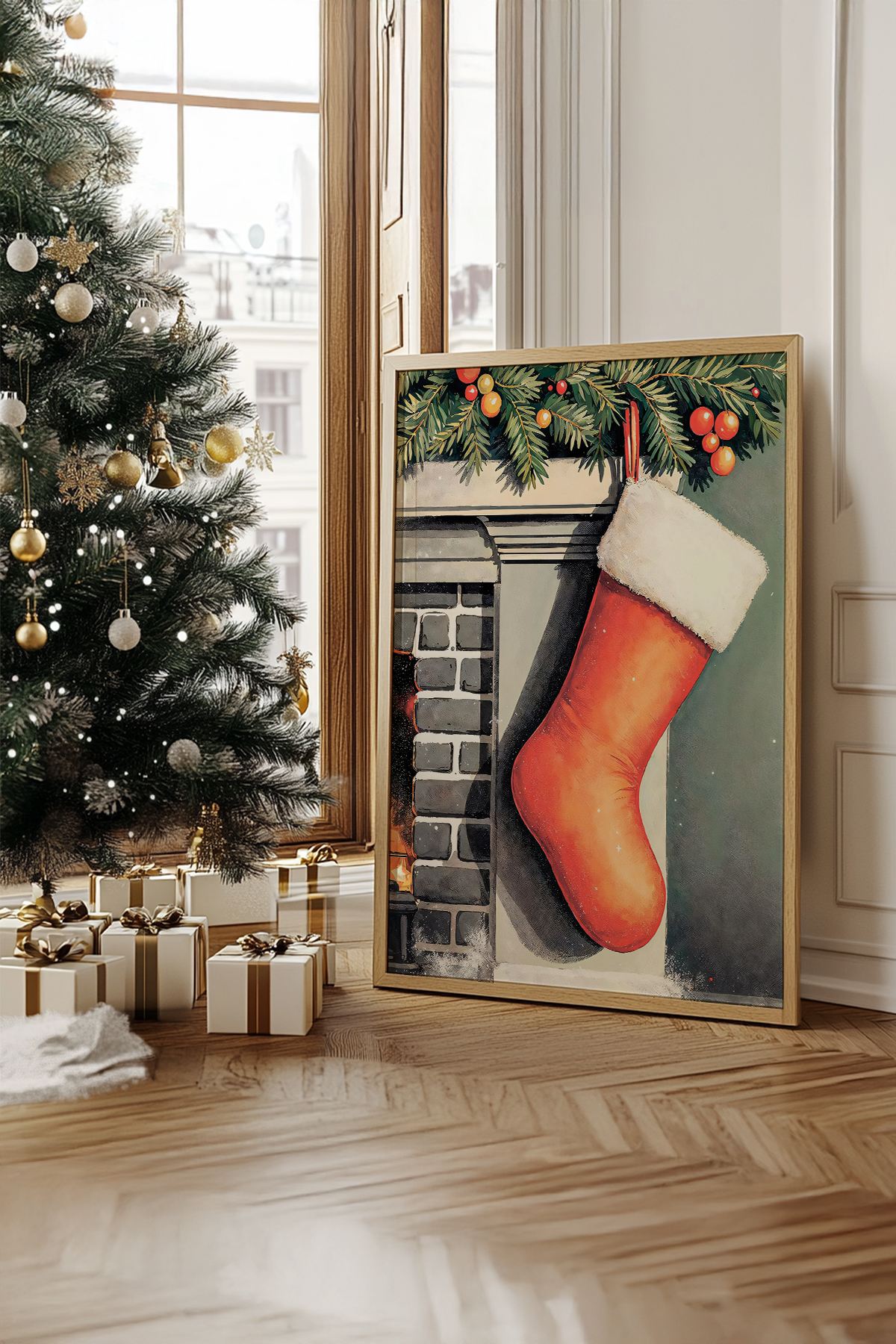 Quadro Decorativo Emoldurado Multicolor - Madeira Maciça 33x48cm - Arte Digital Premium para Decoração de Interiores