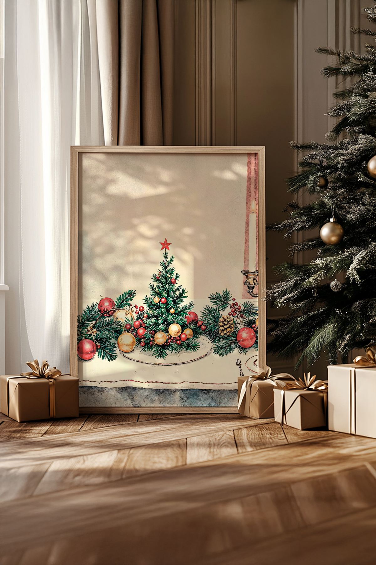 Quadro Decorativo Emoldurado Multicolor - Madeira Maciça 33x48cm - Arte Digital Premium para Decoração de Interiores