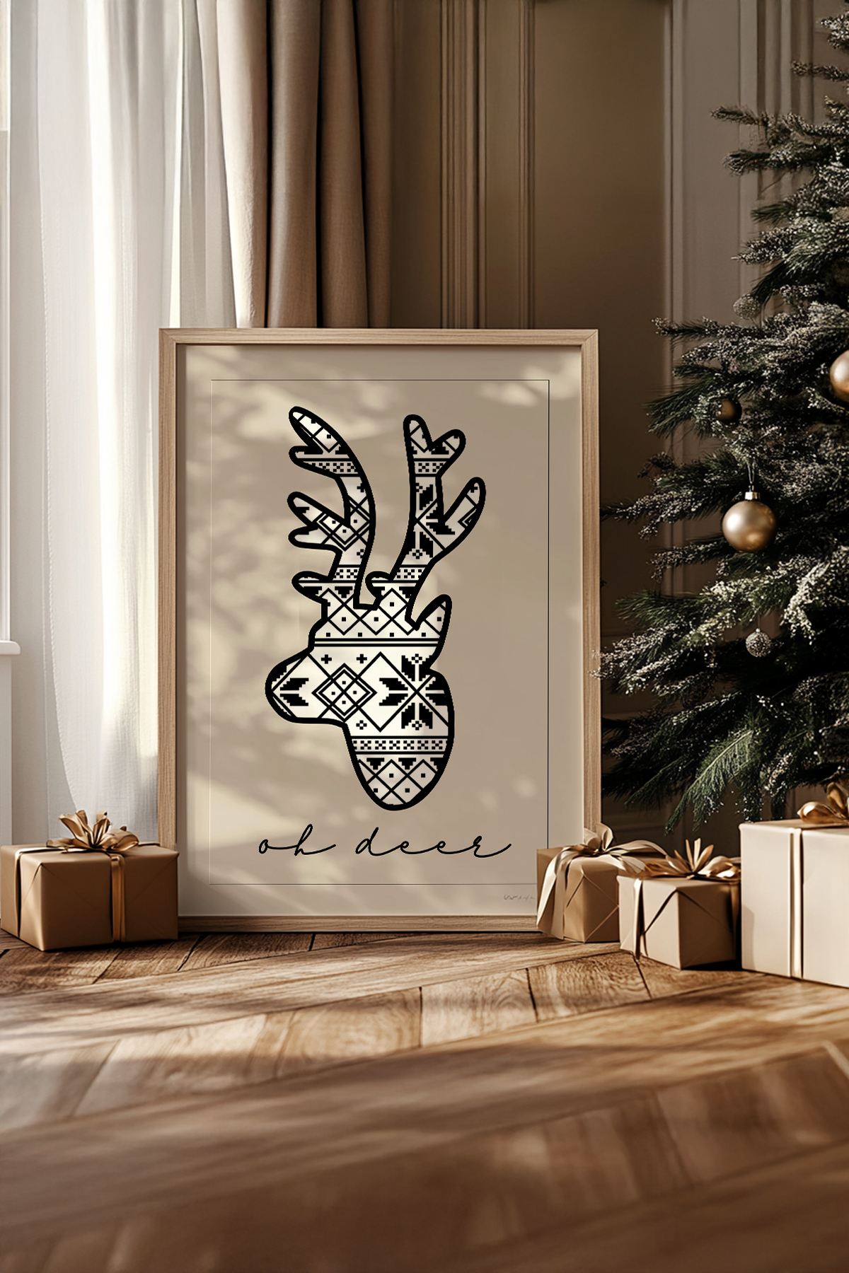 Quadro Decorativo Emoldurado Multicolor - Madeira Maciça 33x48cm - Arte Digital Premium para Decoração