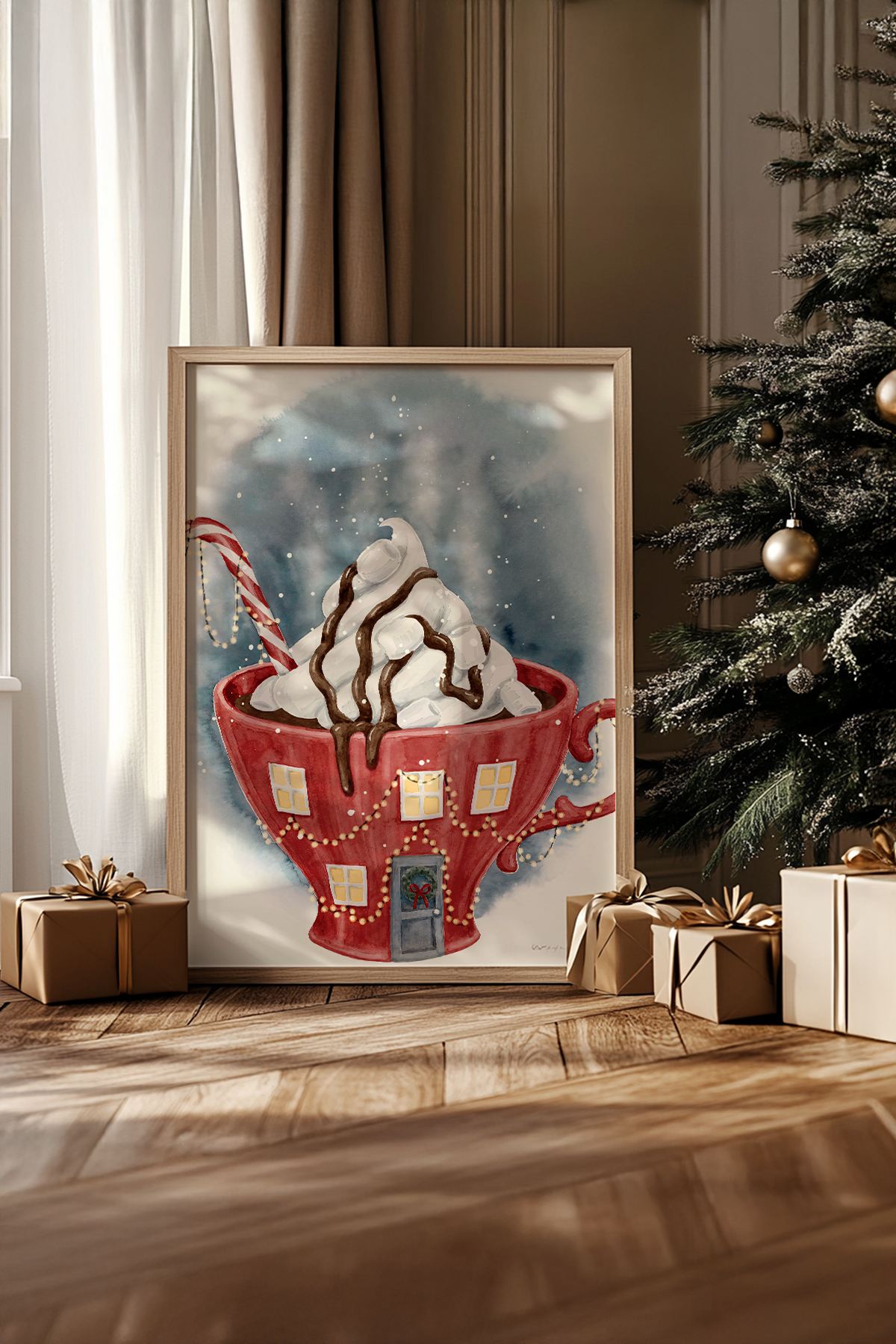 Quadro Decorativo Emoldurado Multicolor - Madeira Maciça 33x48cm - Arte Digital Premium para Decoração de Interiores