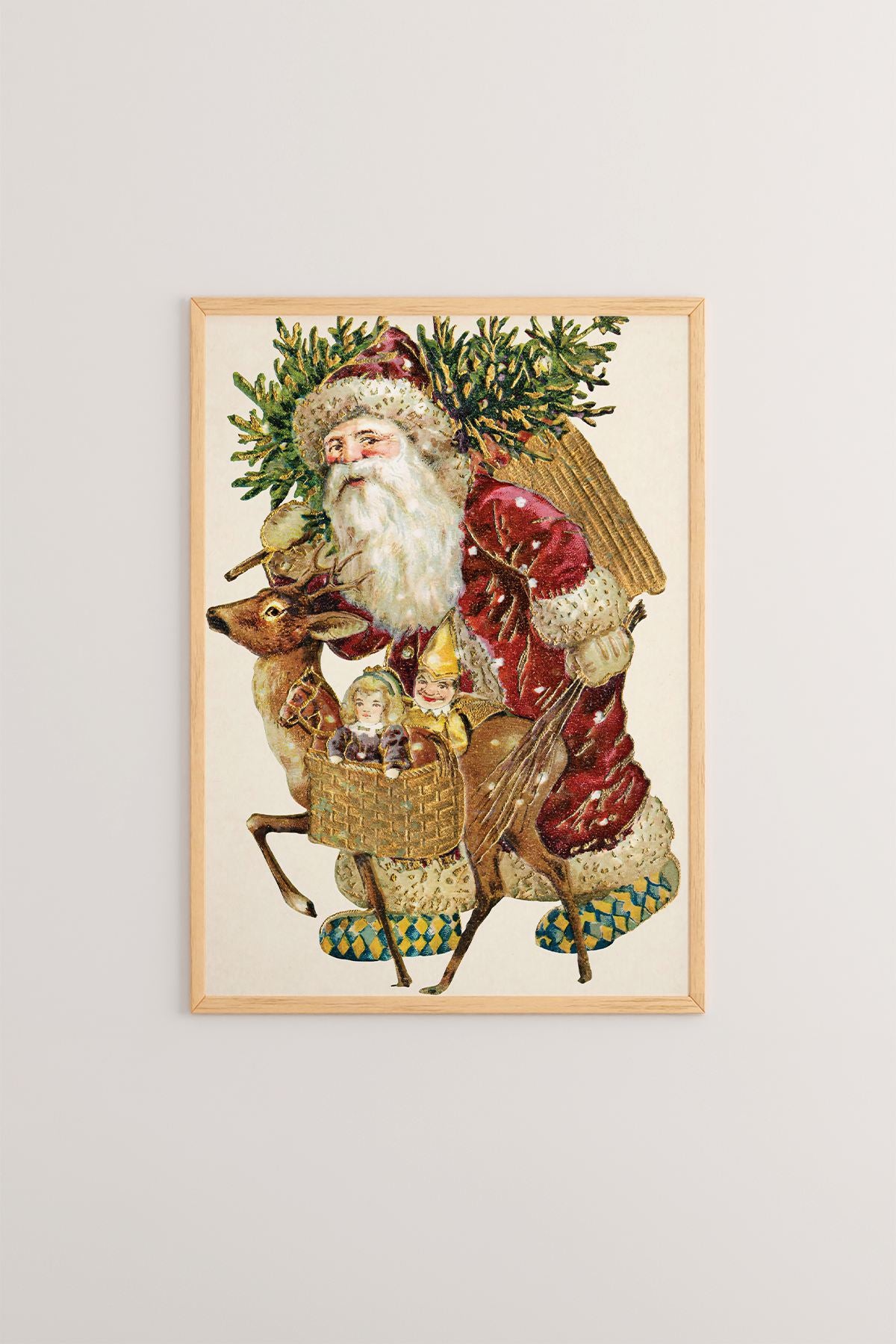 Quadro Decorativo Emoldurado Multicolor - Madeira Maciça 33x48cm - Arte Digital Premium