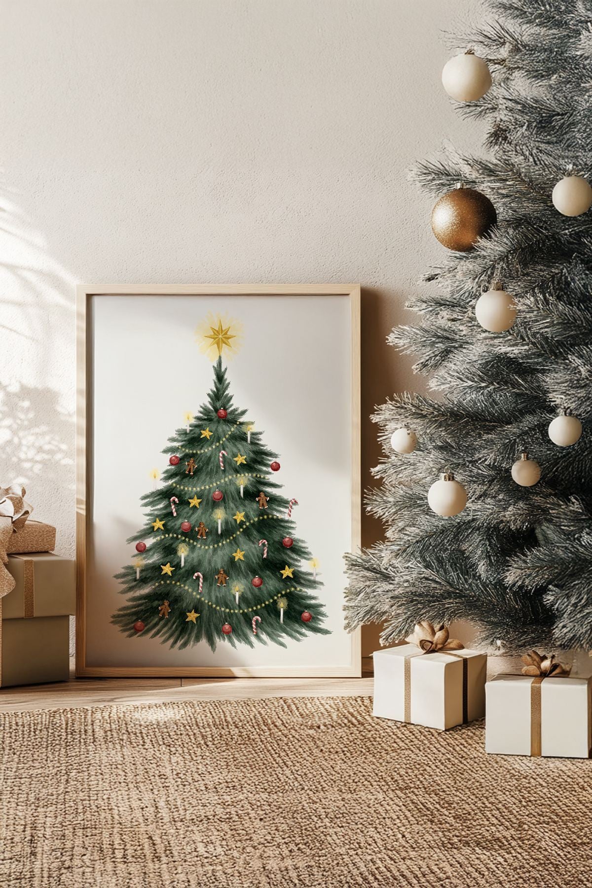 Quadro Decorativo Emoldurado Multicolor - Madeira Maciça 33x48cm - Arte Digital Premium para Decoração