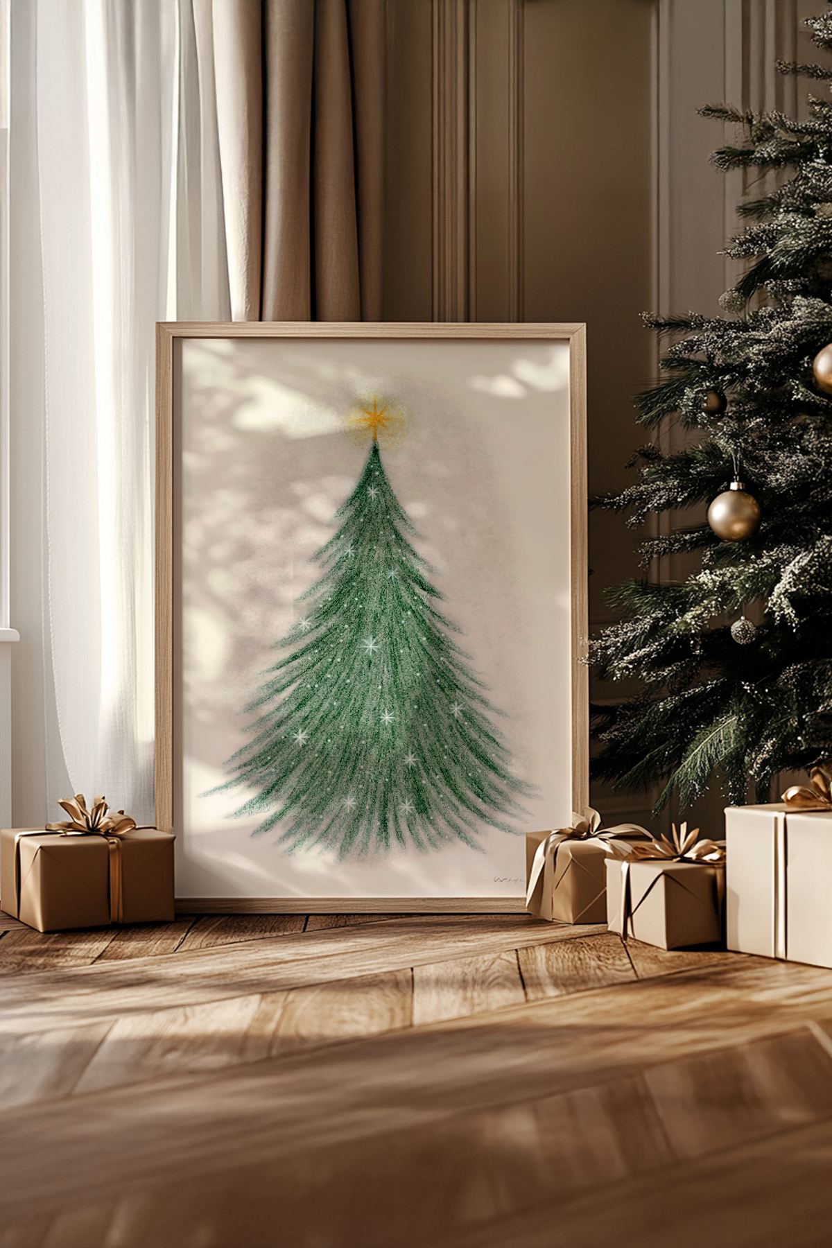 Quadro Decorativo Emoldurado Multicolor - Madeira Maciça 33x48cm - Arte Digital Premium para Decoração de Interiores