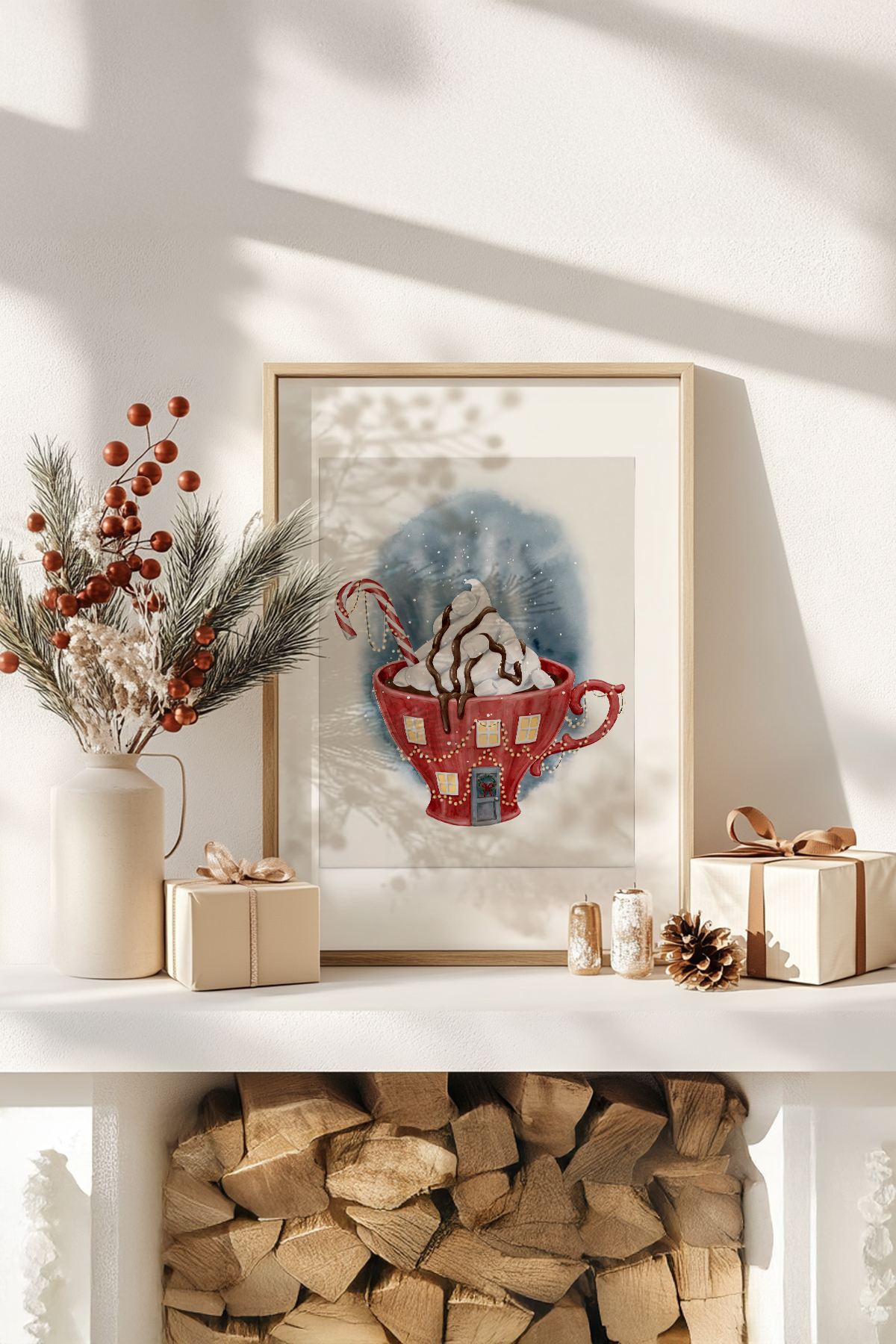 Quadro Decorativo Emoldurado Multicolor - Madeira Maciça 33x48cm - Arte Digital Premium para Decoração