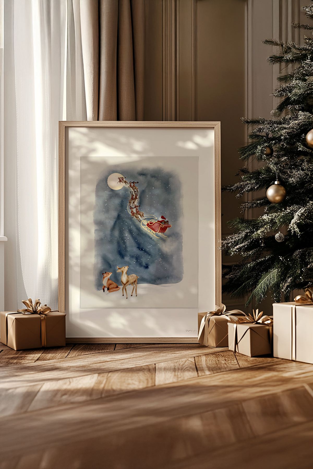 Quadro Decorativo Emoldurado Multicolor - Madeira Maciça 33x48cm - Arte Digital Premium para Decoração