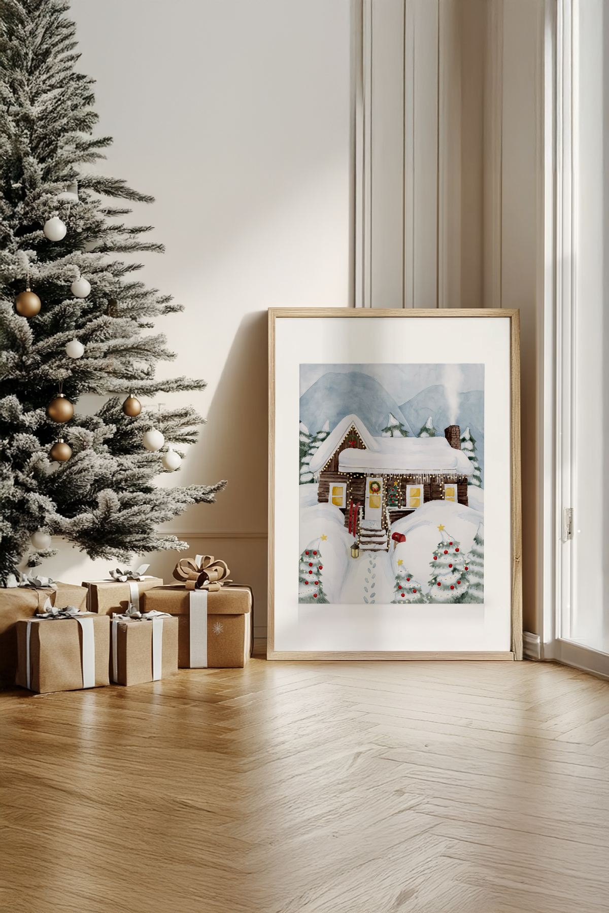 Quadro Decorativo Emoldurado Multicolor - Madeira Maciça 33x48cm - Arte Digital Premium para Decoração