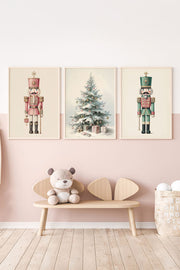 Conjunto de 3 Quadros Decorativos Multicolor em Madeira Maciça - Arte Digital Emoldurada 33x48cm