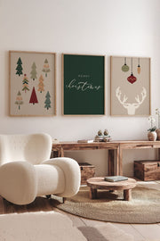 Conjunto de 3 Quadros Decorativos Multicolor em Madeira Maciça - Arte Digital Emoldurada 33x48cm