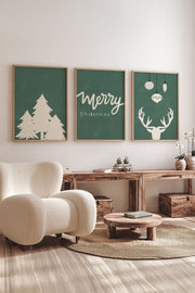 Conjunto de 3 Quadros Decorativos Multicolor em Madeira Maciça - Arte Digital Emoldurada 33x48cm