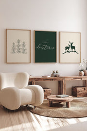 Conjunto de 3 Quadros Decorativos Multicolor em Madeira Maciça - Arte Digital Emoldurada 33x48cm