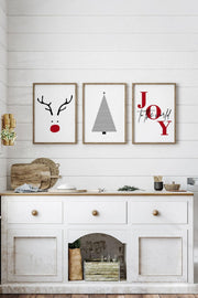 Conjunto de 3 Quadros Decorativos Multicolor em Madeira Maciça - Arte Digital Emoldurada 33x48cm