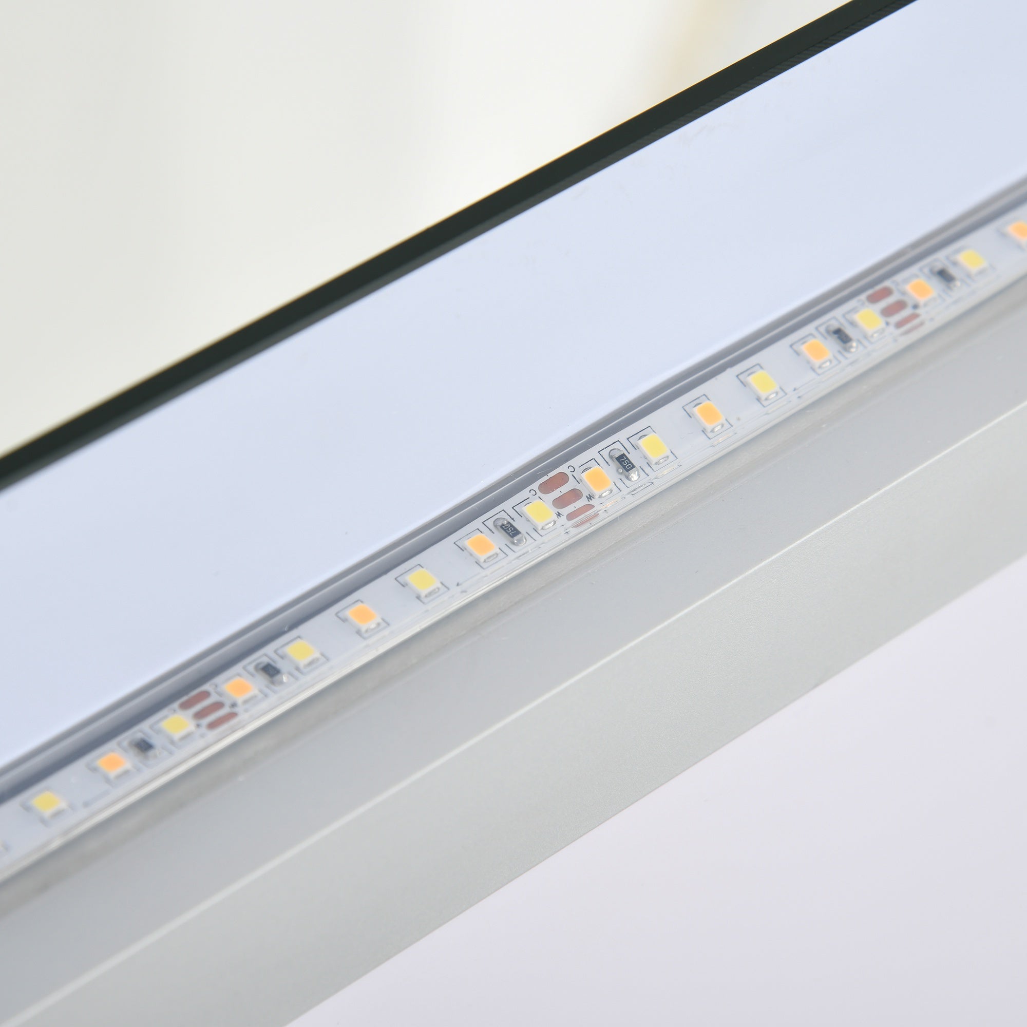 Espelho de Casa de Banho Prata 90x60cm com Luz LED Anti-Embaciamento