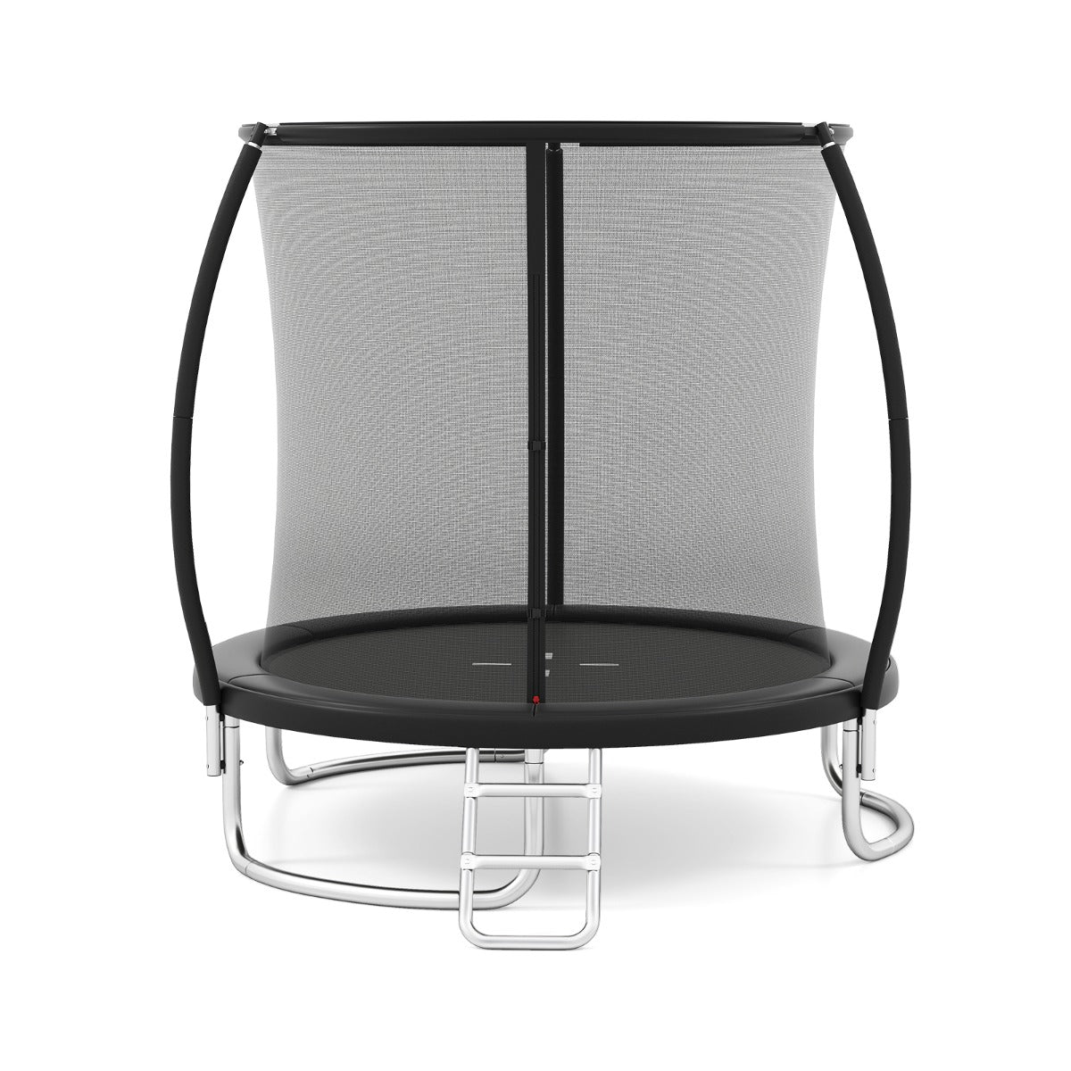 Cama Elástica de Exterior com Rede de Segurança Escada Pernas Curvas Robustas para Crianças Adultos 244 cm Preto