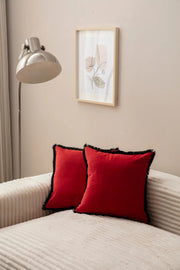 Conjunto de capa de almofada – 43 x 43 cm – Vermelho – Poliéster